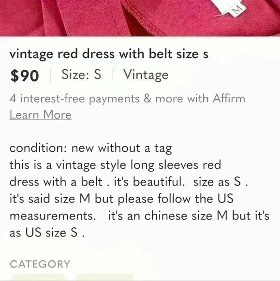 Vintage red dress with belt size s - Picture 12 of 14